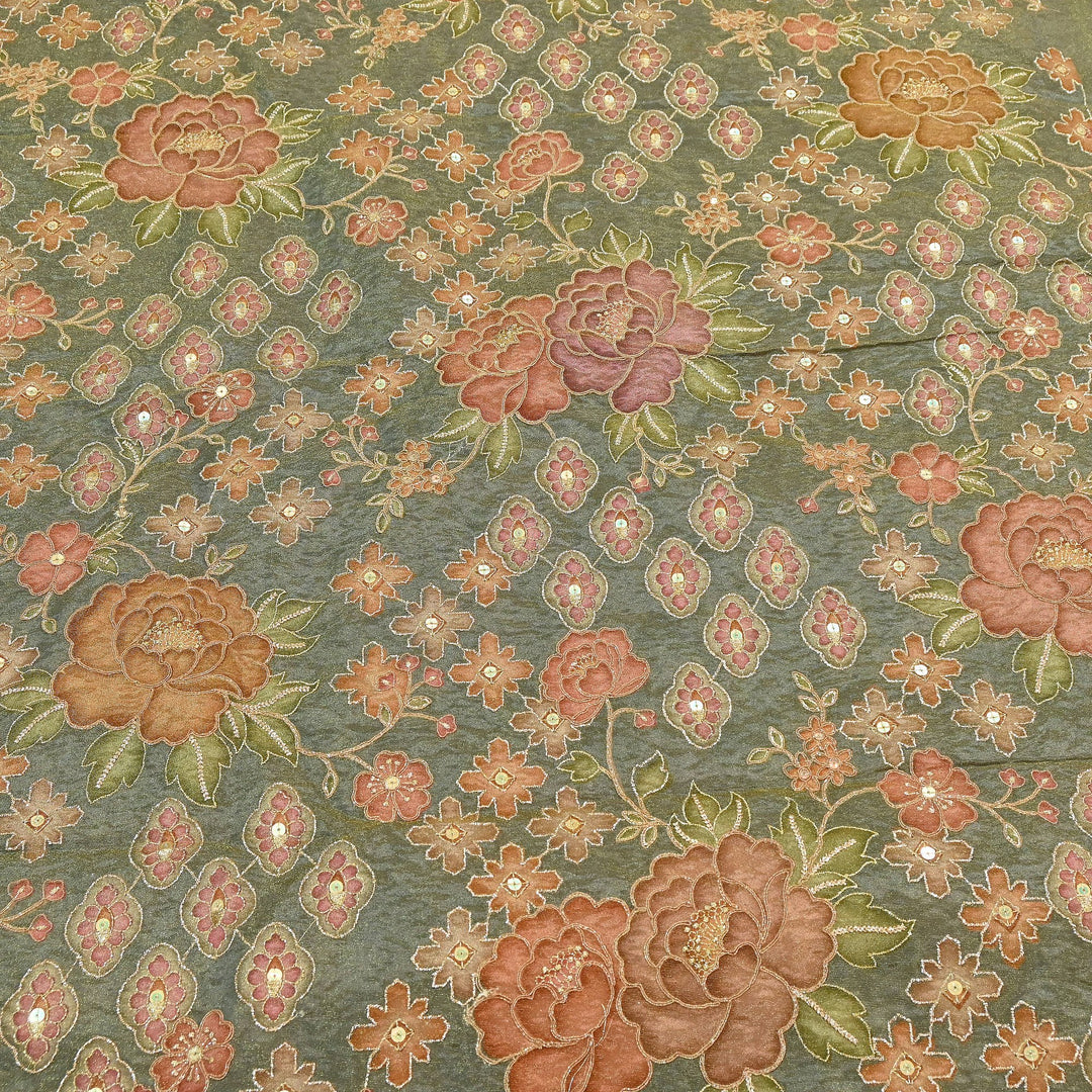 Premium Shimmer Tissue Fabric featuring Intricate Zari & Sequins Embroidery | NV0508-3