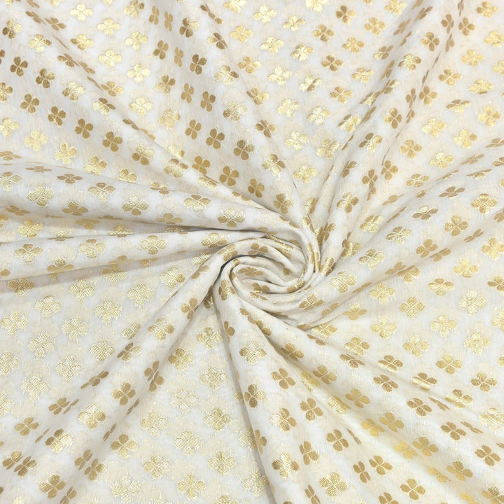 Banarasi Chanderi Gold Mat Zari Fabric – Premium Designer Ethnic Wear Fabric 000313-25