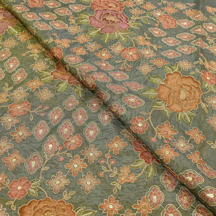Premium Shimmer Tissue Fabric featuring Intricate Zari & Sequins Embroidery | NV0508-3