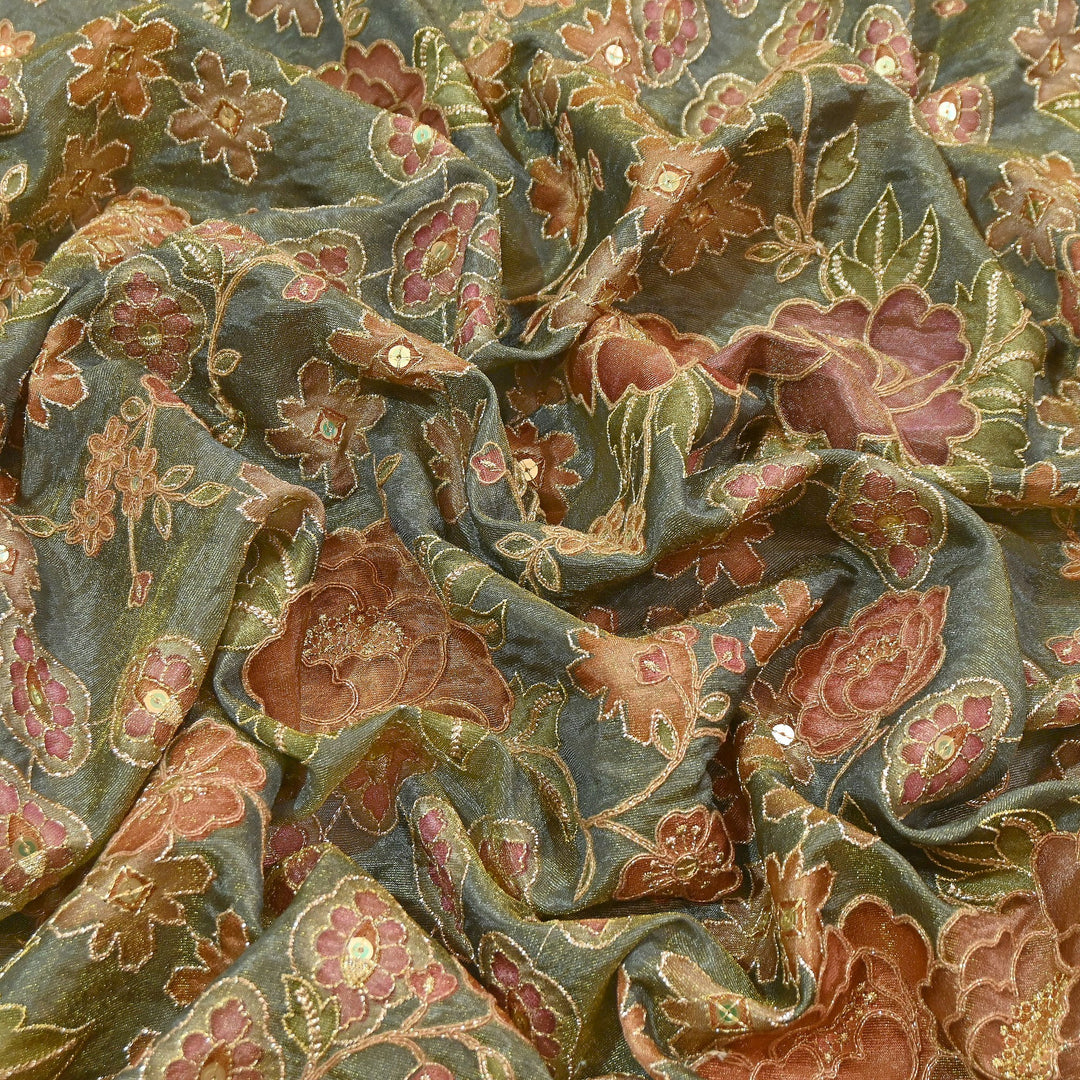 Premium Shimmer Tissue Fabric featuring Intricate Zari & Sequins Embroidery | NV0508-3