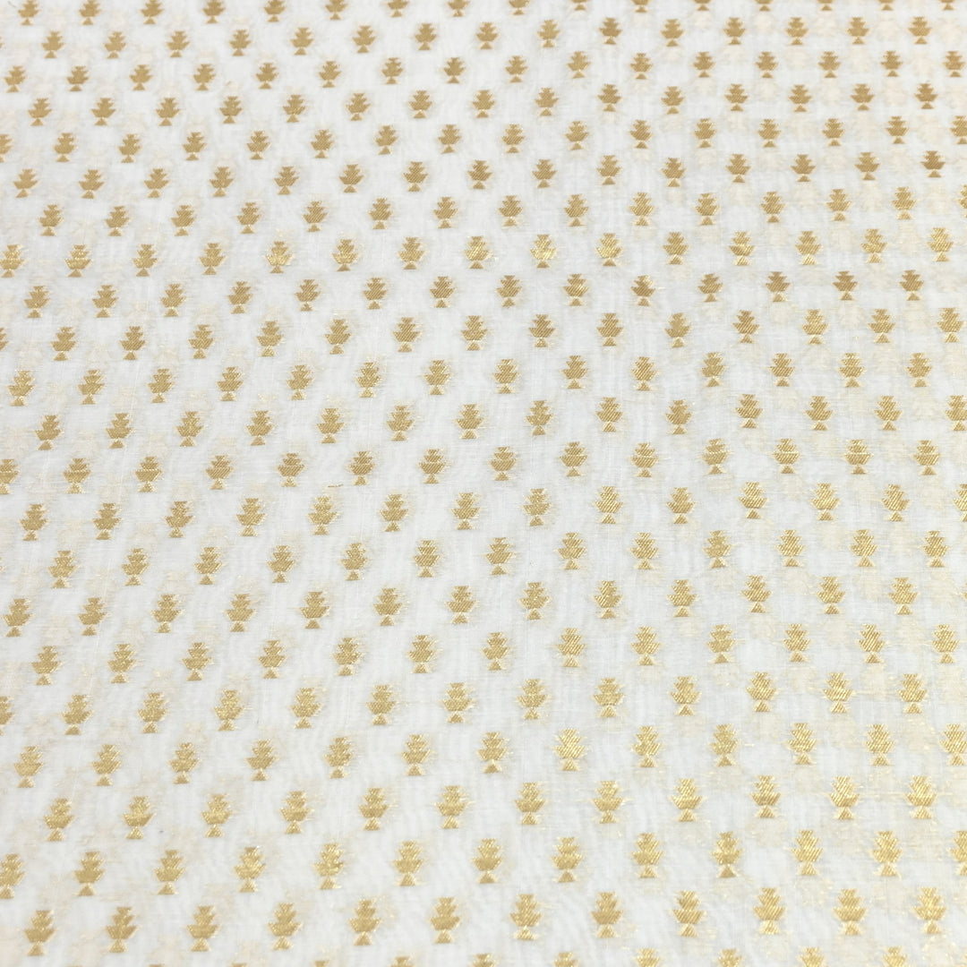 Banarasi Chanderi Gold Mat Zari Fabric – Premium Designer Ethnic Wear Fabric 000313-26