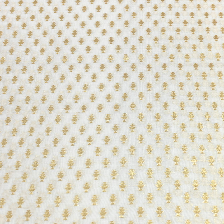 Banarasi Chanderi Gold Mat Zari Fabric – Premium Designer Ethnic Wear Fabric 000313-26