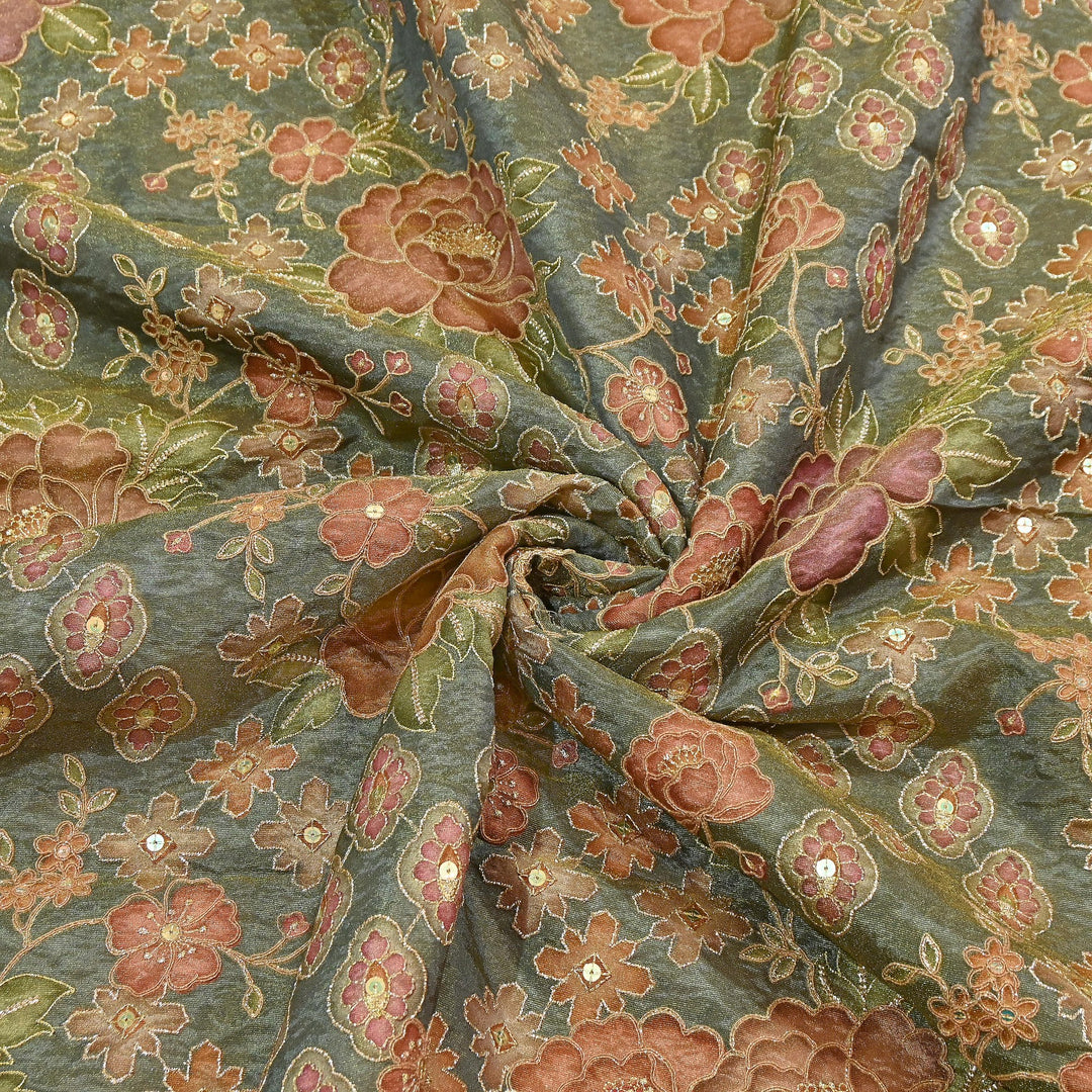 Premium Shimmer Tissue Fabric featuring Intricate Zari & Sequins Embroidery | NV0508-3