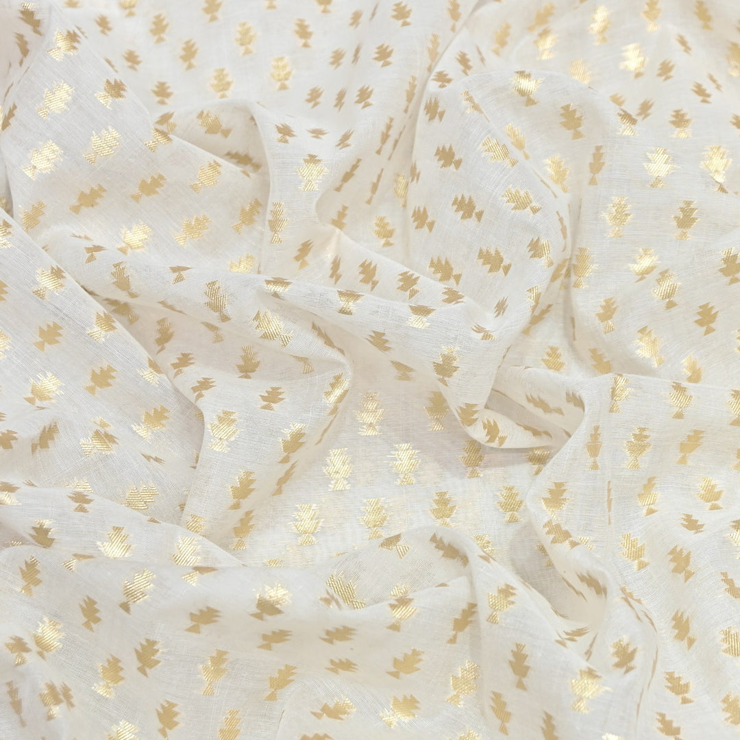 Banarasi Chanderi Gold Mat Zari Fabric – Premium Designer Ethnic Wear Fabric 000313-26
