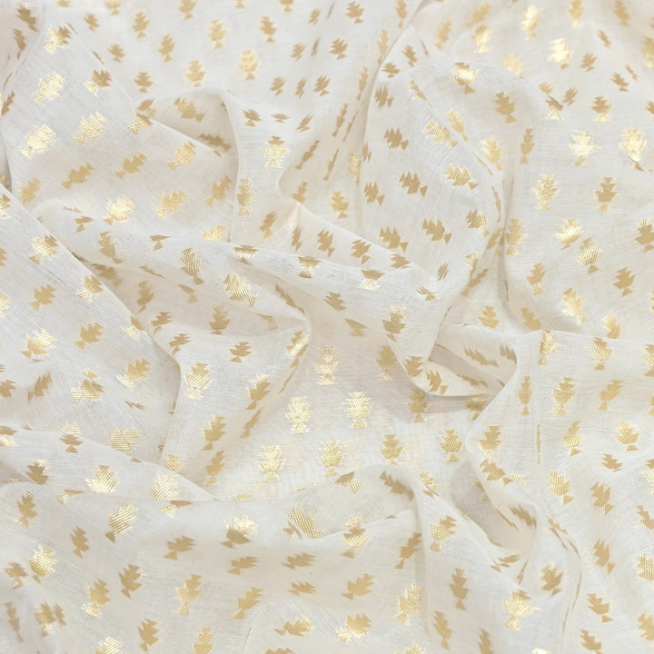 Banarasi Chanderi Gold Mat Zari Fabric – Premium Designer Ethnic Wear Fabric 000313-26