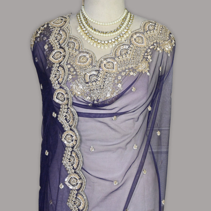 Net Moti Embroidery Dupatta | Designer Pearl Work Party Wear Dupatta-V12880C-H6