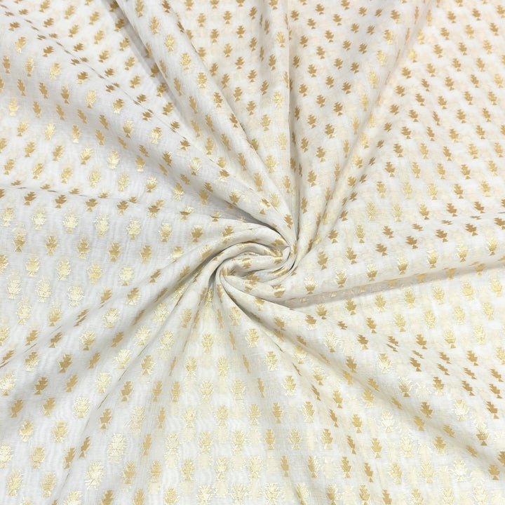 Banarasi Chanderi Gold Mat Zari Fabric – Premium Designer Ethnic Wear Fabric 000313-26