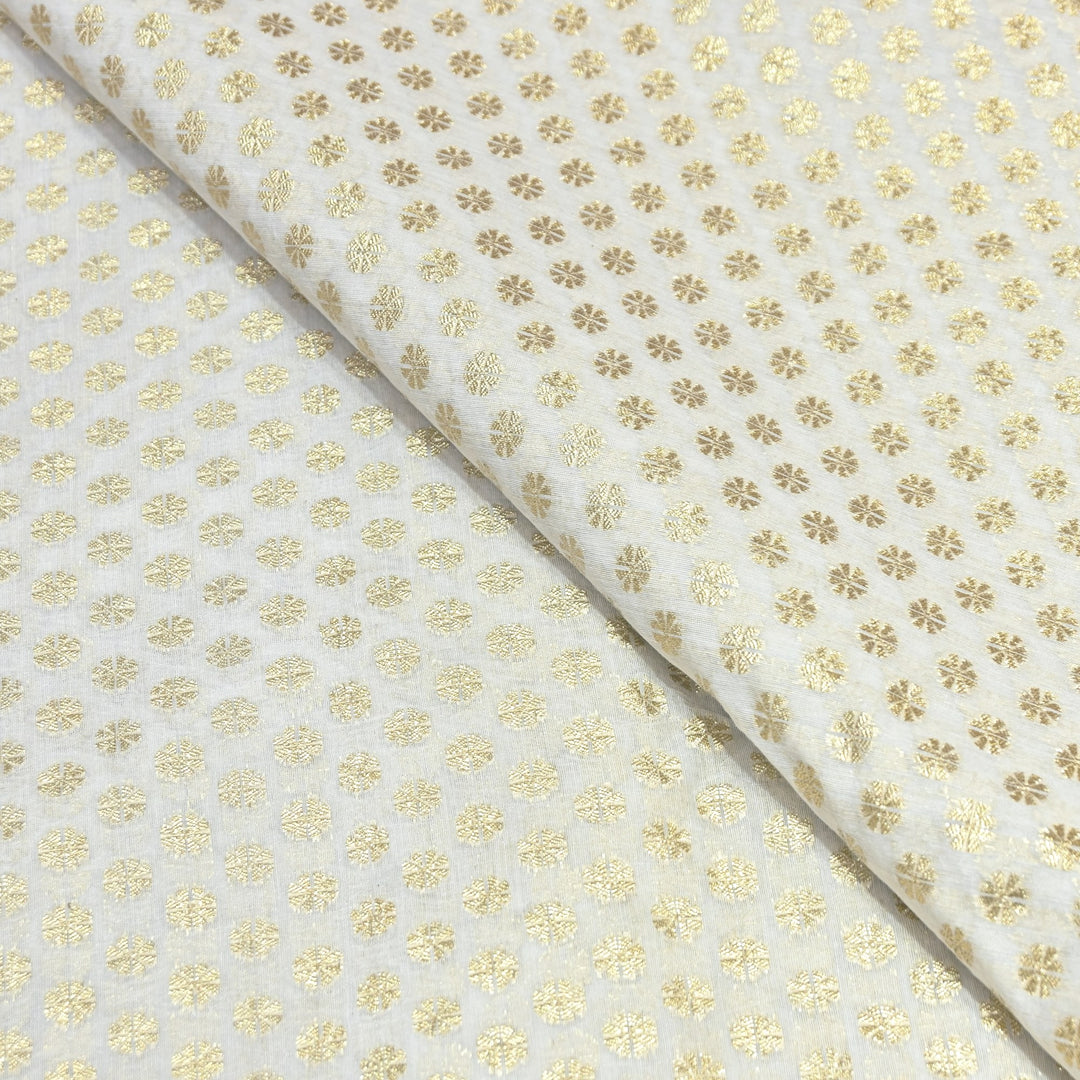 Banarasi Chanderi Gold Mat Zari Fabric – Premium Designer Ethnic Wear Fabric 000313-27