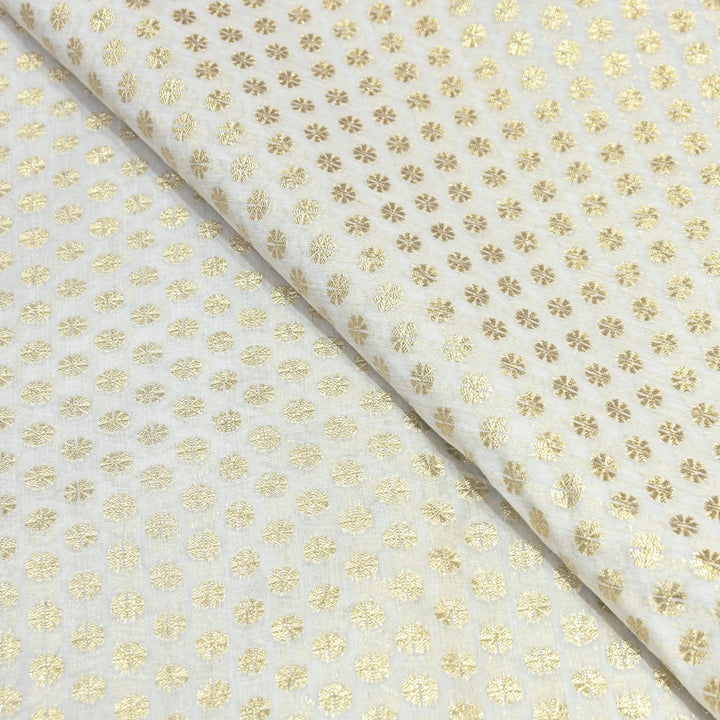 Banarasi Chanderi Gold Mat Zari Fabric – Premium Designer Ethnic Wear Fabric 000313-27