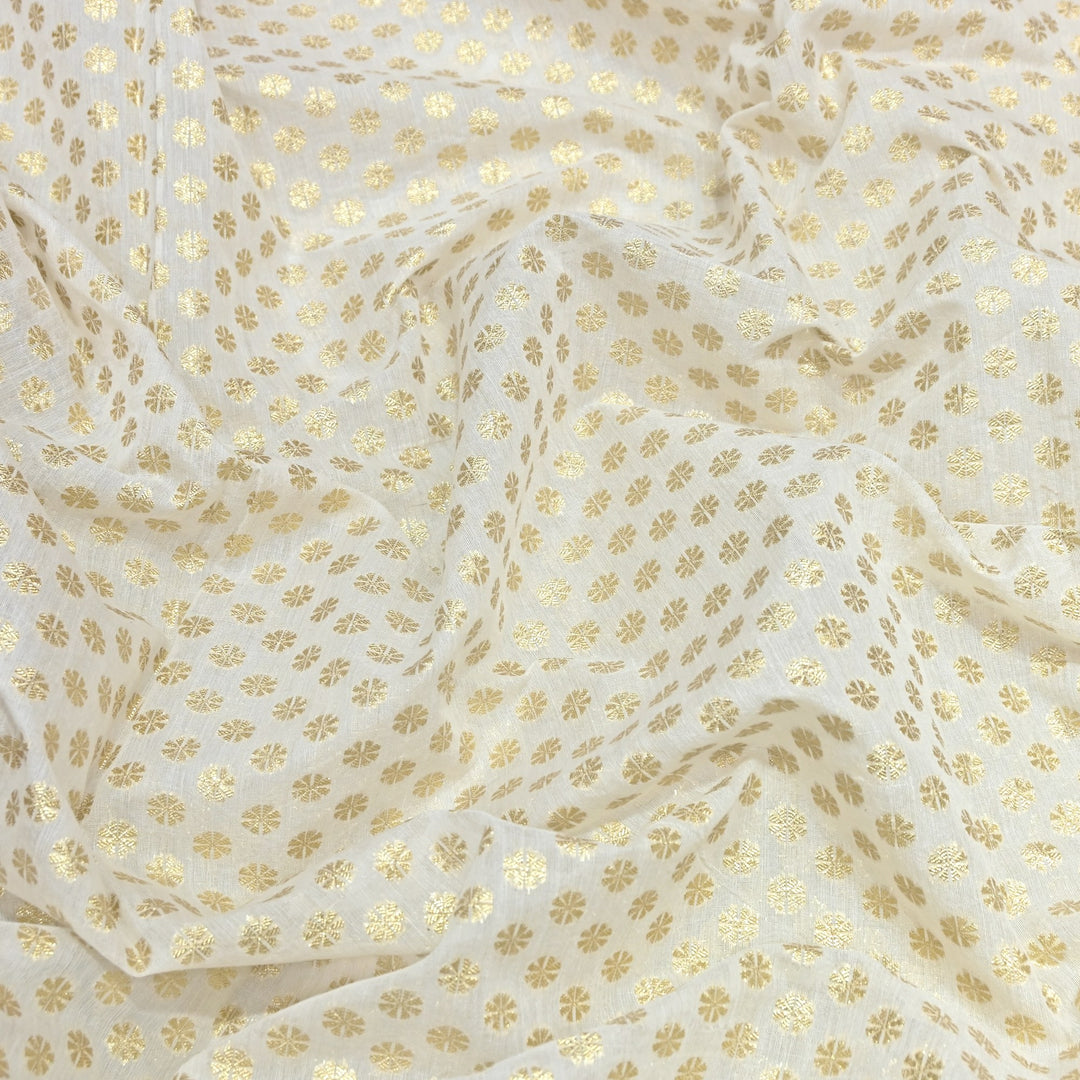 Banarasi Chanderi Gold Mat Zari Fabric – Premium Designer Ethnic Wear Fabric 000313-27