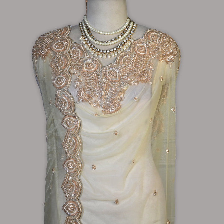 Net Moti Embroidery Dupatta | Designer Pearl Work Party Wear Dupatta-V12880C-H7