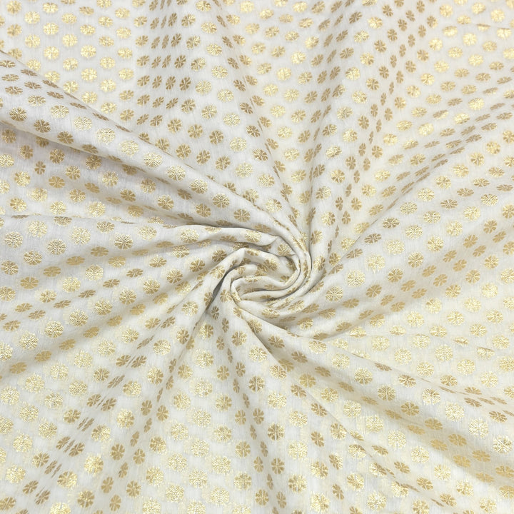 Banarasi Chanderi Gold Mat Zari Fabric – Premium Designer Ethnic Wear Fabric 000313-27
