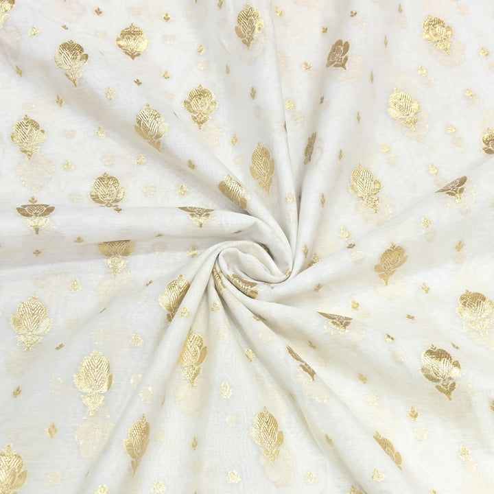 Banarasi Chanderi Gold Mat Zari Fabric – Premium Designer Ethnic Wear Fabric 000313-28