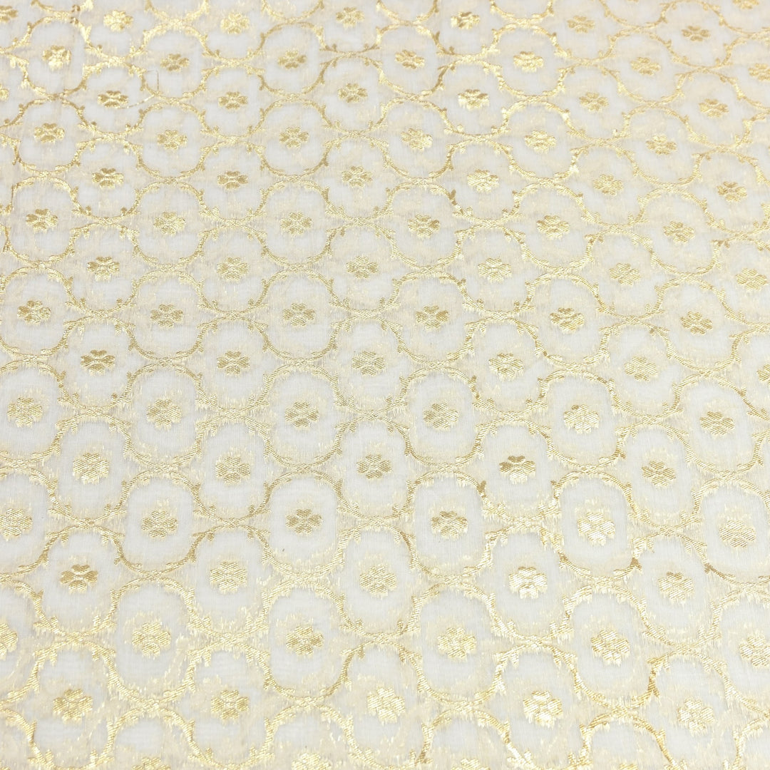 Banarasi Chanderi Gold Mat Zari Fabric – Premium Designer Ethnic Wear Fabric 000313-29