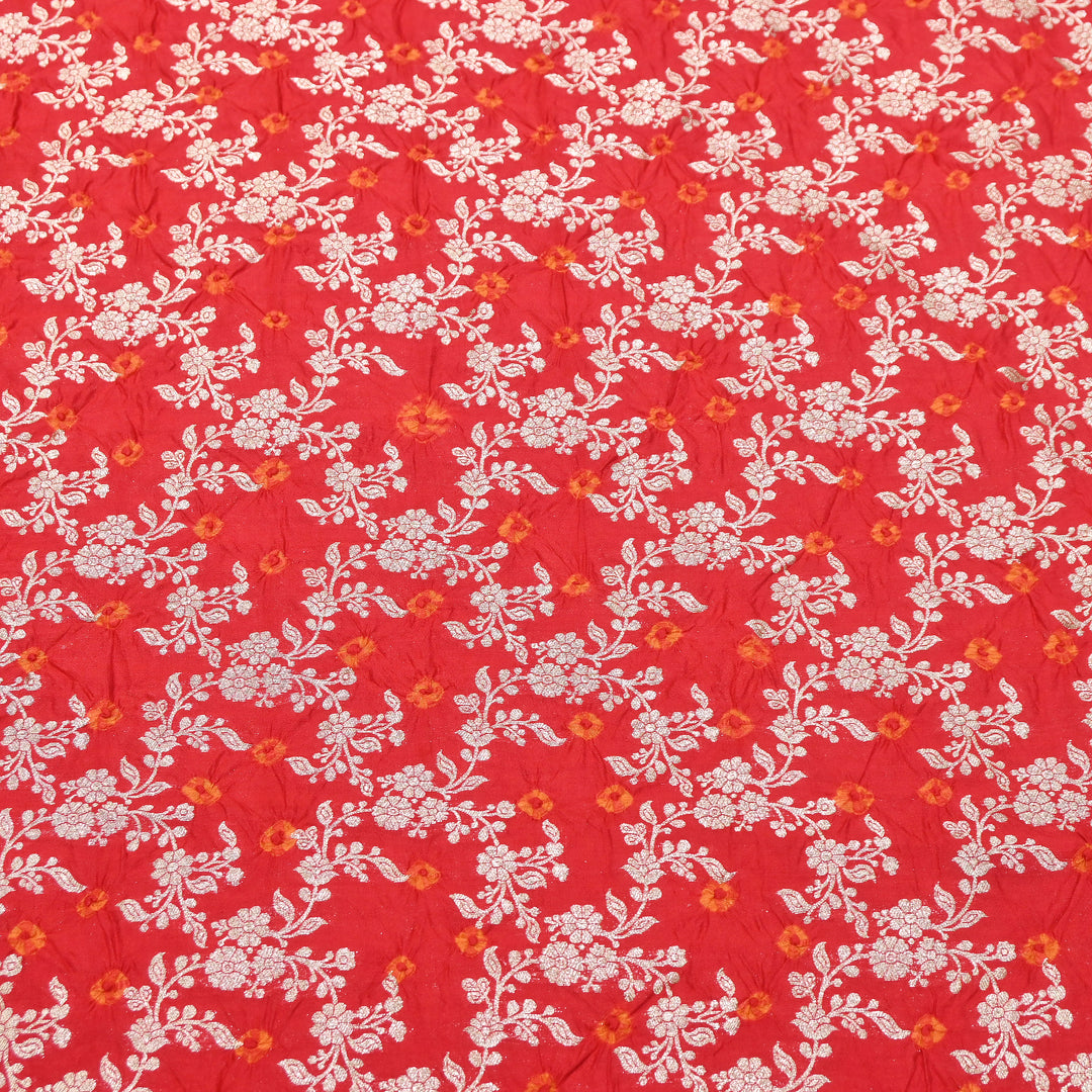 Premium Pure Chiniya Silk Zari Bandhej Fabric | Bandhej Fabric | 002171-17