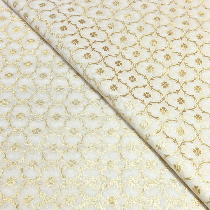 Banarasi Chanderi Gold Mat Zari Fabric – Premium Designer Ethnic Wear Fabric 000313-29