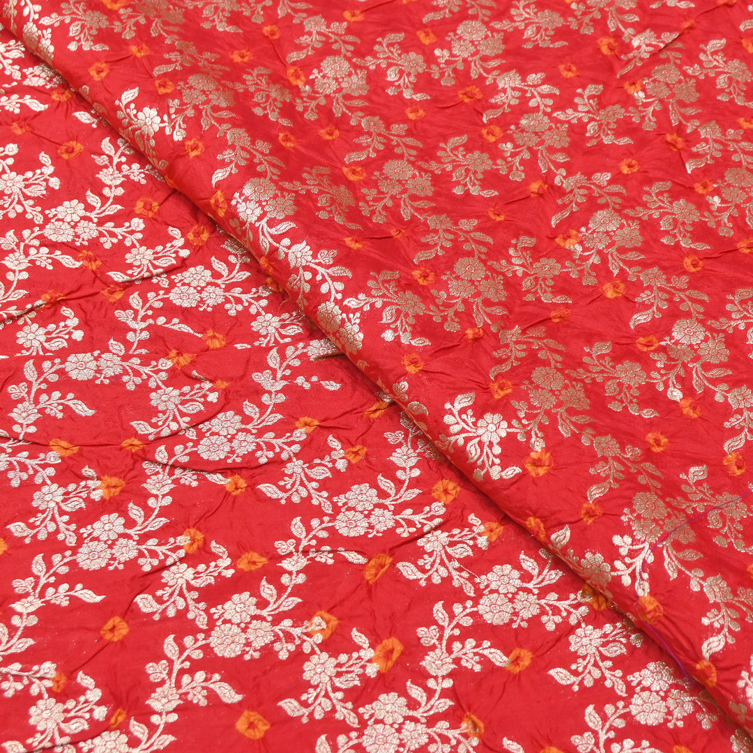 Premium Pure Chiniya Silk Zari Bandhej Fabric | Bandhej Fabric | 002171-17
