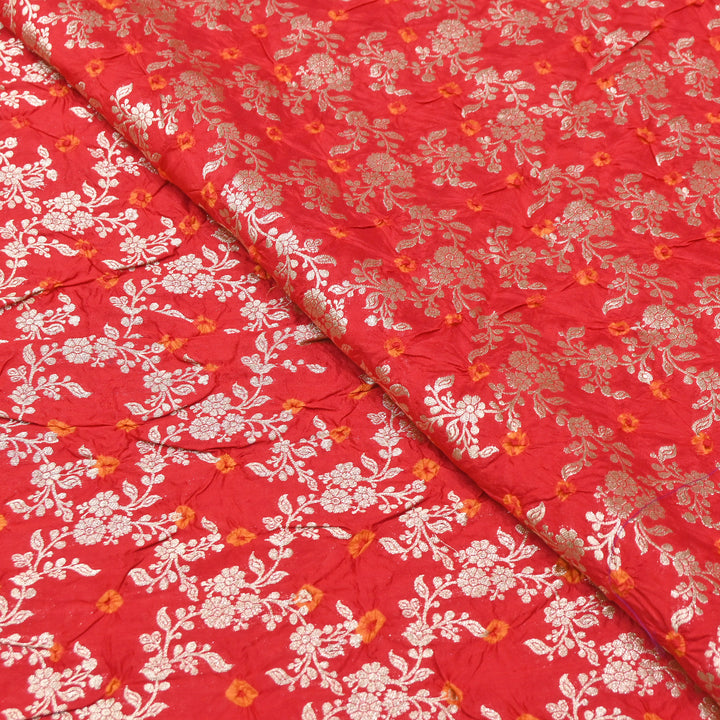 Premium Pure Chiniya Silk Zari Bandhej Fabric | Bandhej Fabric | 002171-17
