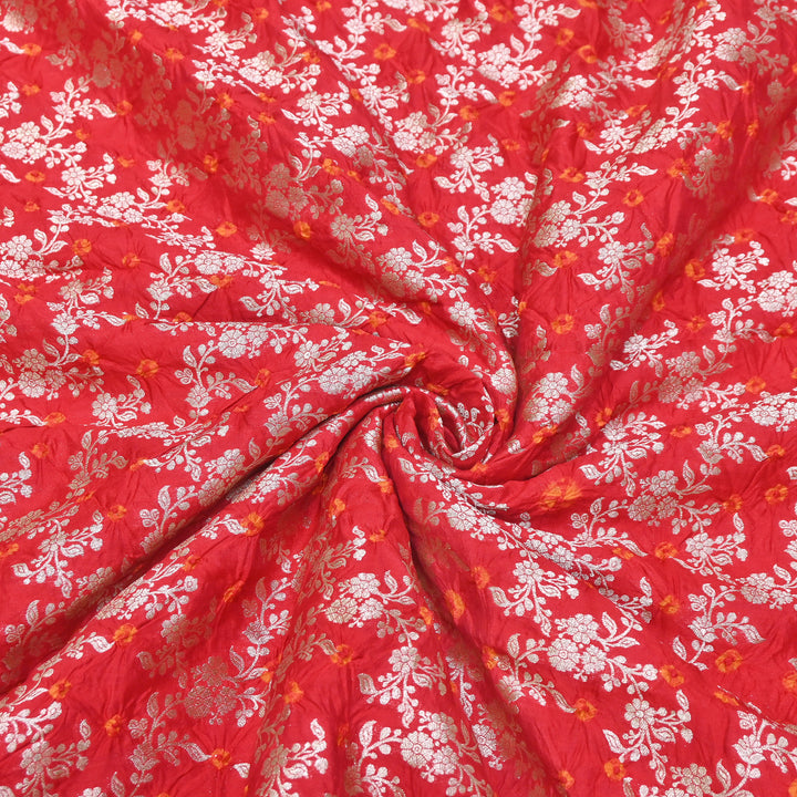 Premium Pure Chiniya Silk Zari Bandhej Fabric | Bandhej Fabric | 002171-17