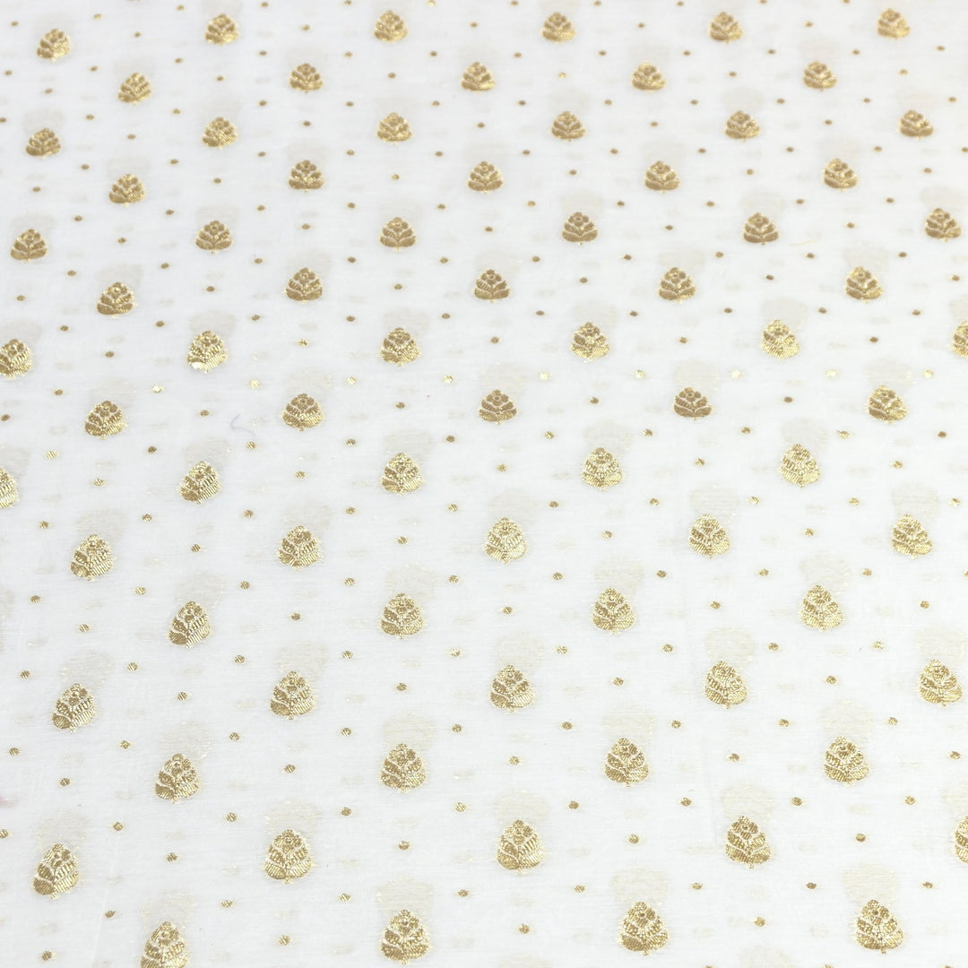 Banarasi Chanderi Gold Mat Zari Fabric – Premium Designer Ethnic Wear Fabric 000313-30