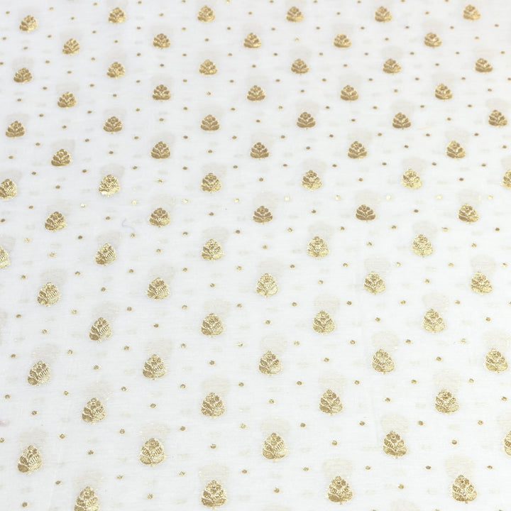 Banarasi Chanderi Gold Mat Zari Fabric – Premium Designer Ethnic Wear Fabric 000313-30