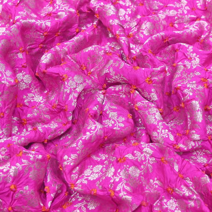 Premium Pure Chiniya Silk Zari Bandhej Fabric | Bandhej Fabric | 002171-18