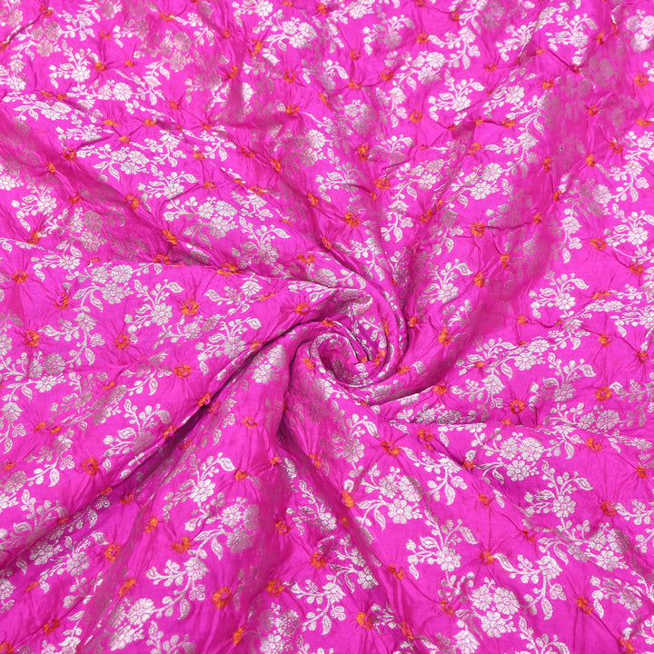 Premium Pure Chiniya Silk Zari Bandhej Fabric | Bandhej Fabric | 002171-18