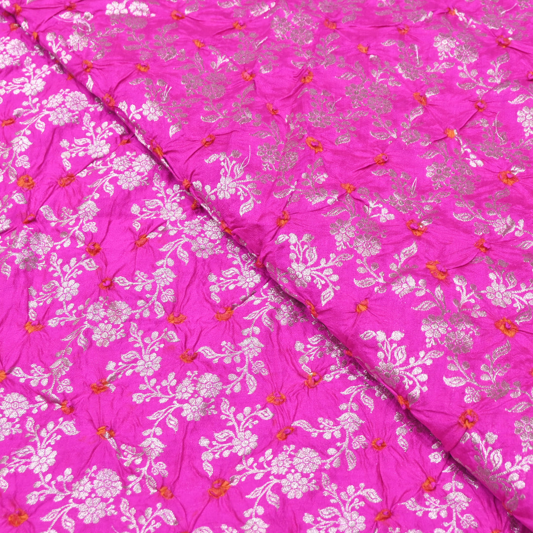 Premium Pure Chiniya Silk Zari Bandhej Fabric | Bandhej Fabric | 002171-18