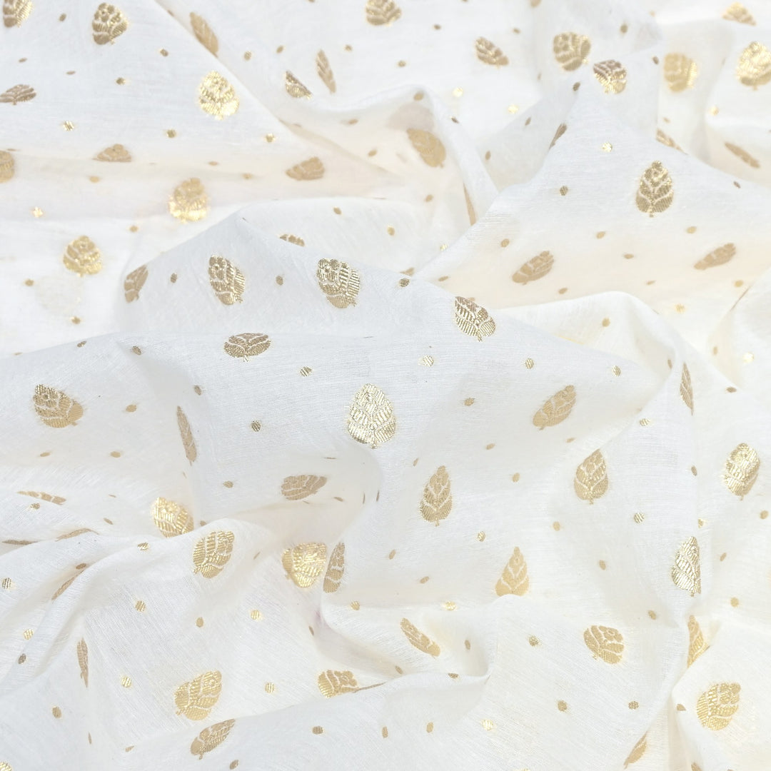 Banarasi Chanderi Gold Mat Zari Fabric – Premium Designer Ethnic Wear Fabric 000313-30