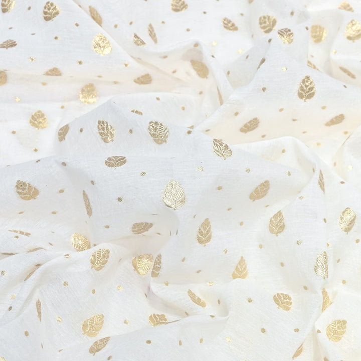Banarasi Chanderi Gold Mat Zari Fabric – Premium Designer Ethnic Wear Fabric 000313-30