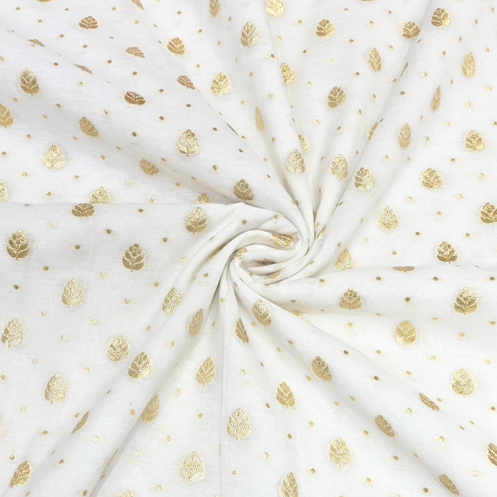 Banarasi Chanderi Gold Mat Zari Fabric – Premium Designer Ethnic Wear Fabric 000313-30