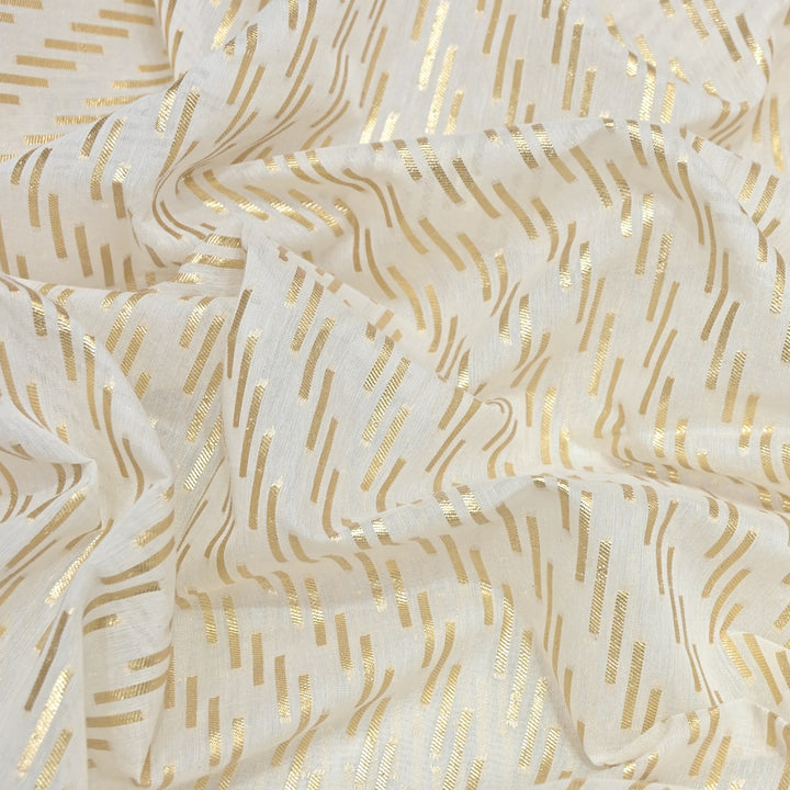 Banarasi Chanderi Gold Mat Zari Fabric – Premium Designer Ethnic Wear Fabric 000313-31