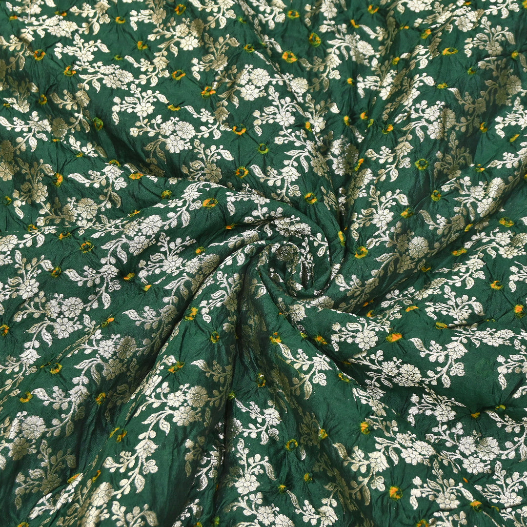 Premium Pure Chiniya Silk Zari Bandhej Fabric | Bandhej Fabric | 002171-15