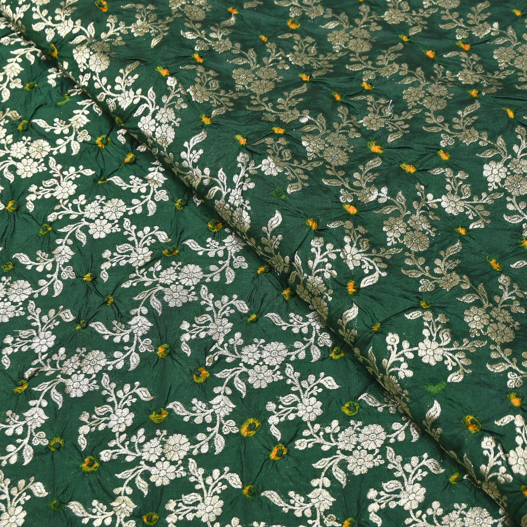 Premium Pure Chiniya Silk Zari Bandhej Fabric | Bandhej Fabric | 002171-15