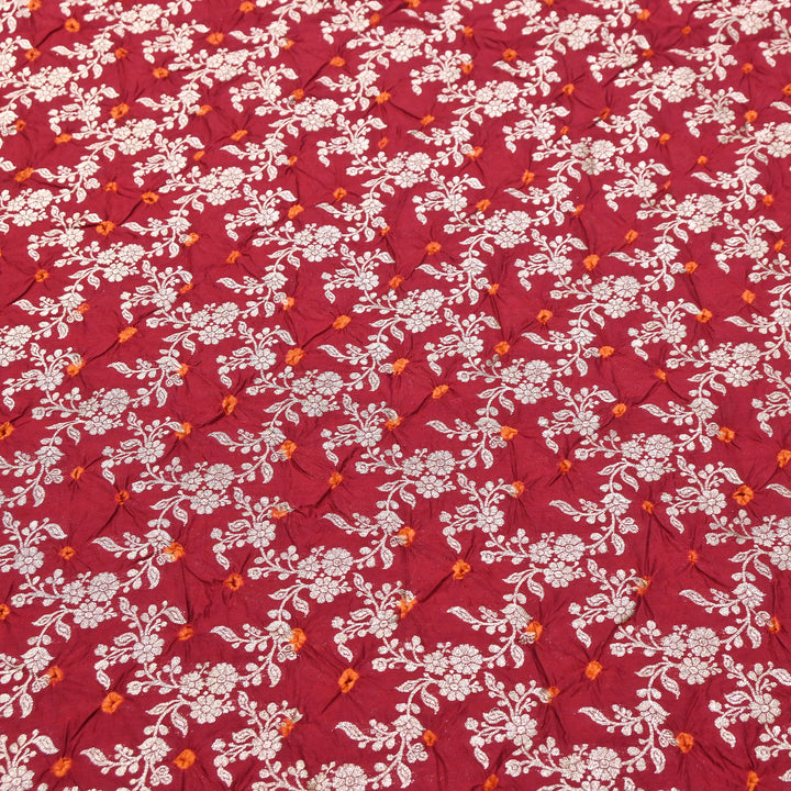Premium Pure Chiniya Silk Zari Bandhej Fabric | Bandhej Fabric | 002171-14