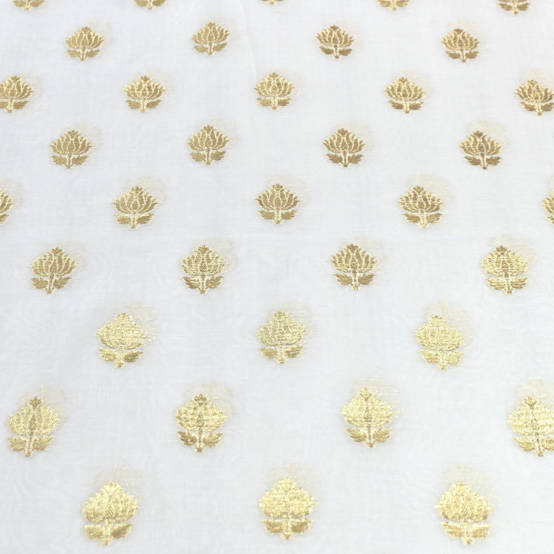 Banarasi Chanderi Gold Mat Zari Fabric – Premium Designer Ethnic Wear Fabric 000313-32