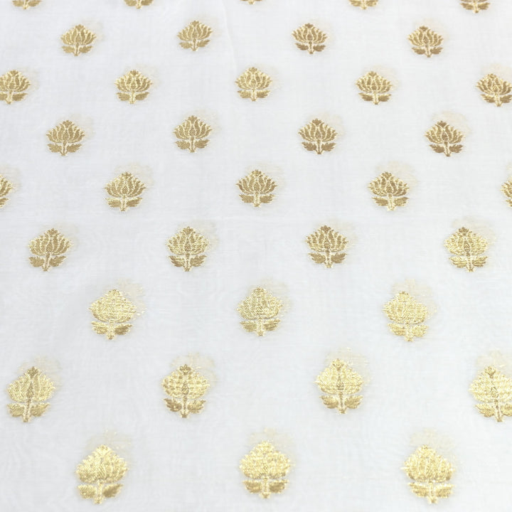 Banarasi Chanderi Gold Mat Zari Fabric – Premium Designer Ethnic Wear Fabric 000313-32