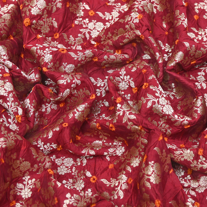 Premium Pure Chiniya Silk Zari Bandhej Fabric | Bandhej Fabric | 002171-14