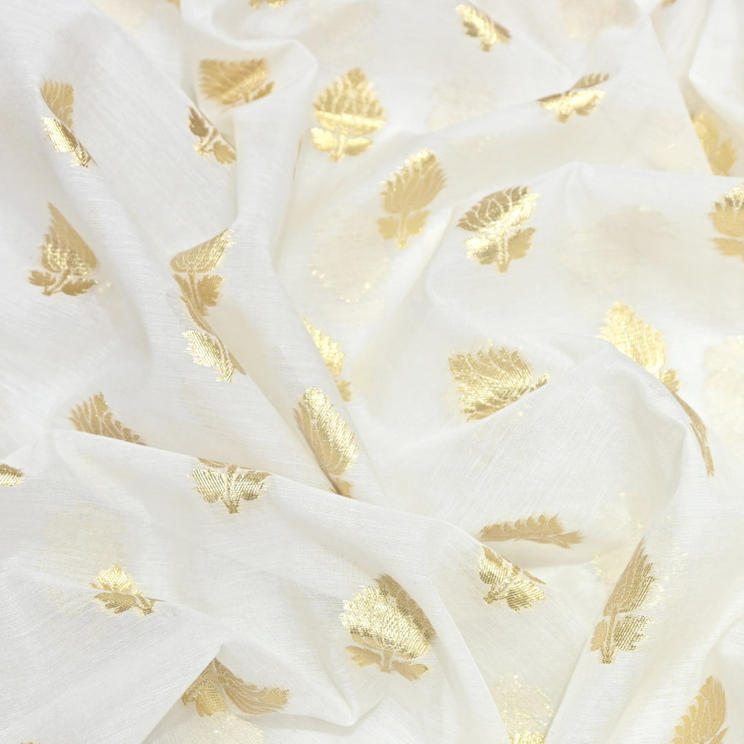 Banarasi Chanderi Gold Mat Zari Fabric – Premium Designer Ethnic Wear Fabric 000313-32