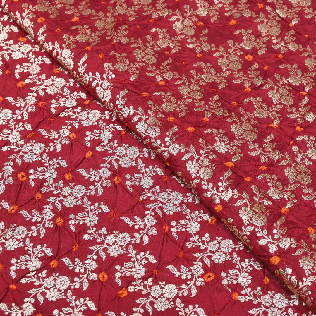 Premium Pure Chiniya Silk Zari Bandhej Fabric | Bandhej Fabric | 002171-14