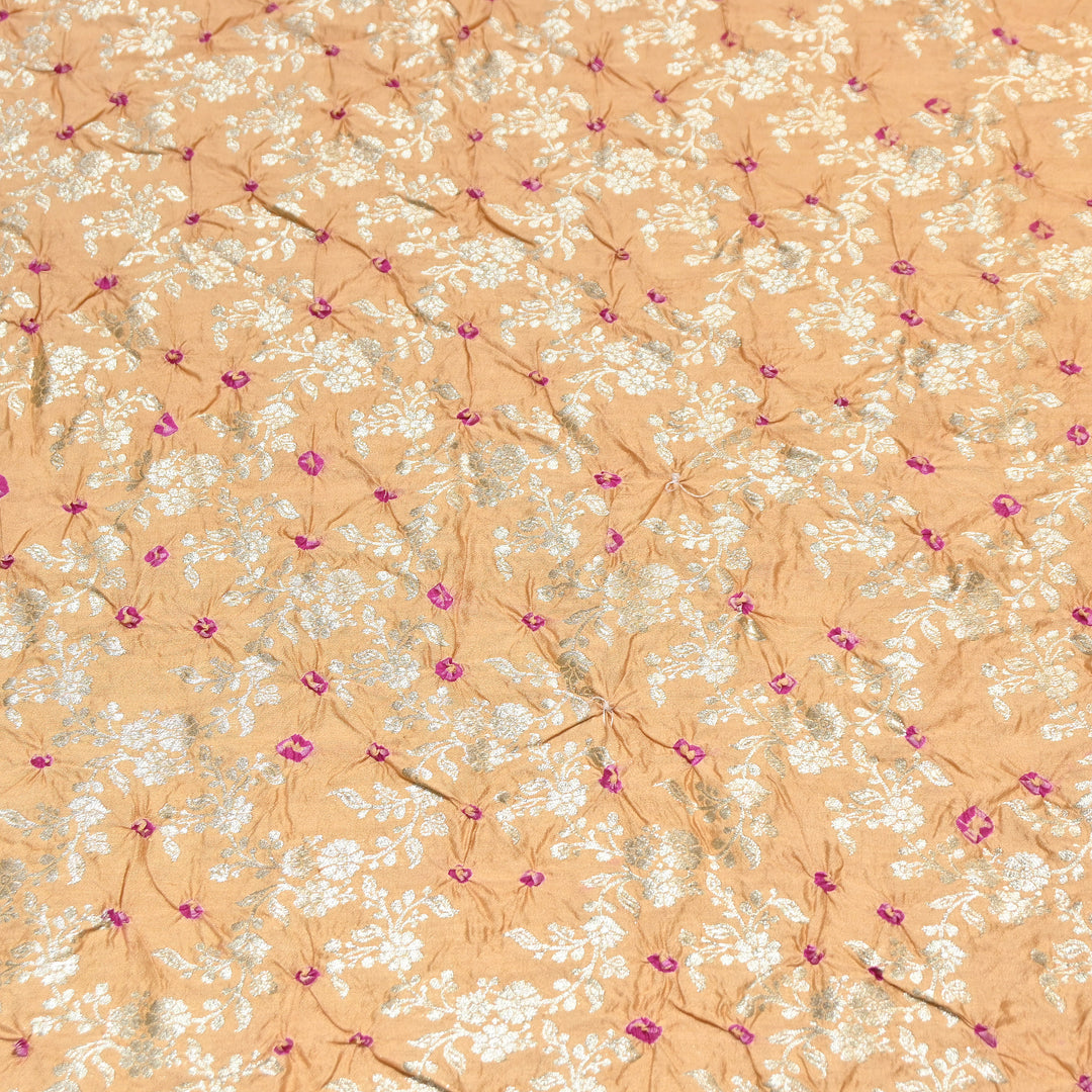 Premium Pure Chiniya Silk Zari Bandhej Fabric | Bandhej Fabric | 002171-13
