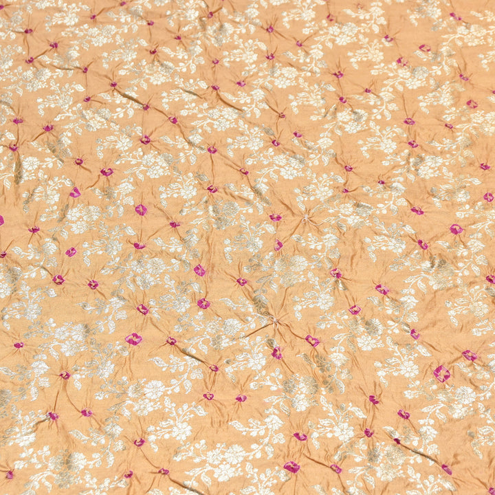 Premium Pure Chiniya Silk Zari Bandhej Fabric | Bandhej Fabric | 002171-13