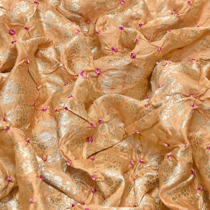 Premium Pure Chiniya Silk Zari Bandhej Fabric | Bandhej Fabric | 002171-13