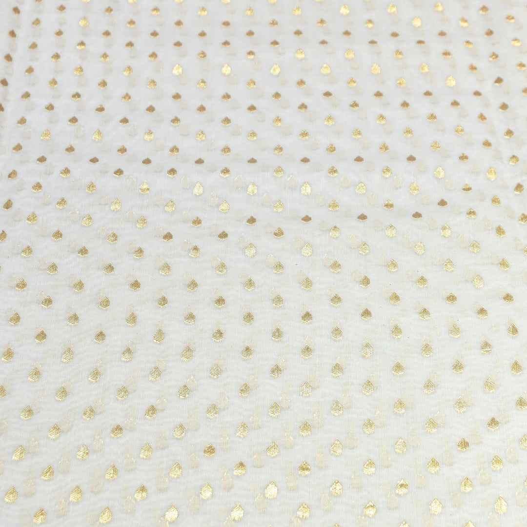 Banarasi Chanderi Gold Mat Zari Fabric – Premium Designer Ethnic Wear Fabric 000313-33