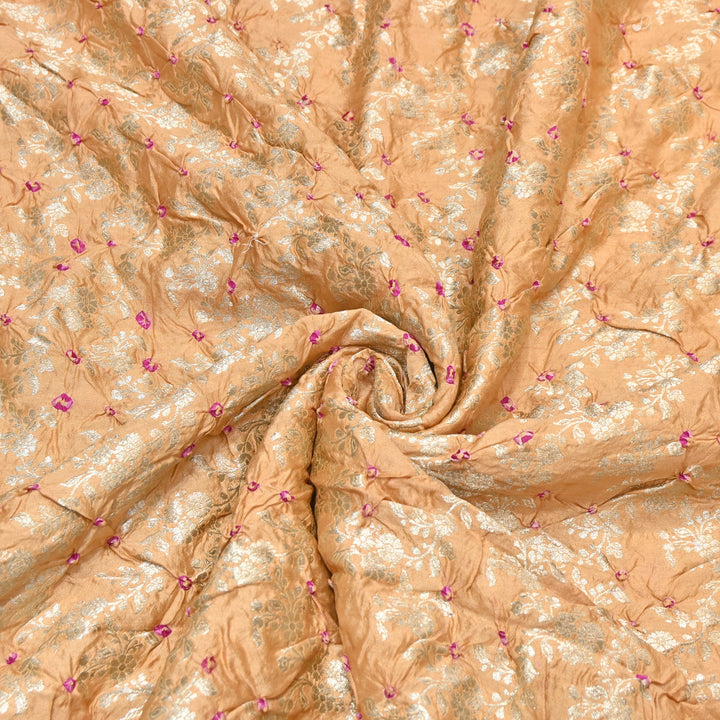 Premium Pure Chiniya Silk Zari Bandhej Fabric | Bandhej Fabric | 002171-13