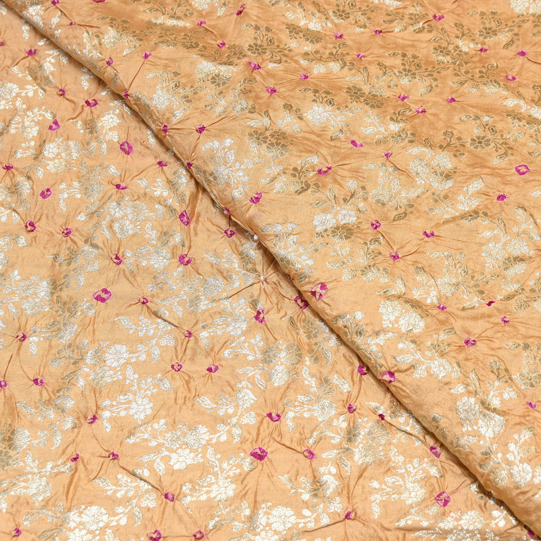 Premium Pure Chiniya Silk Zari Bandhej Fabric | Bandhej Fabric | 002171-13