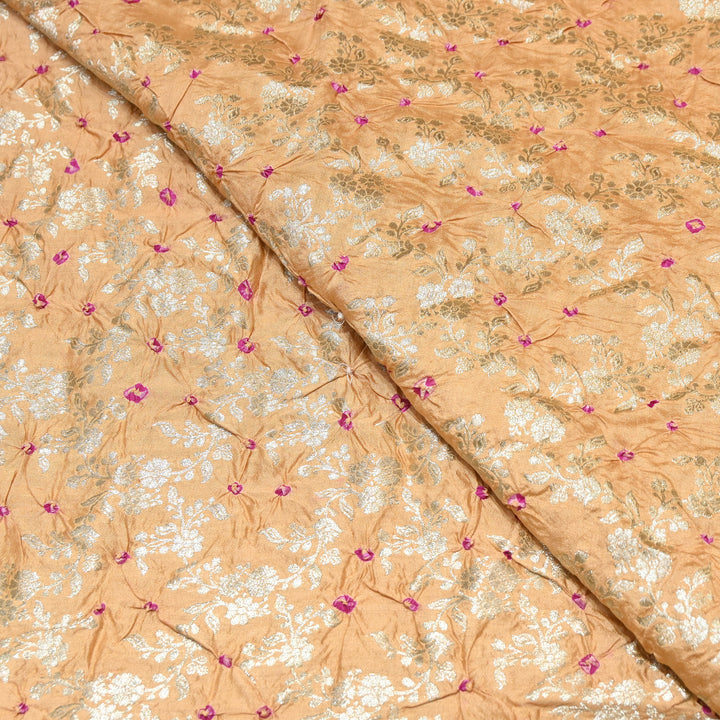 Premium Pure Chiniya Silk Zari Bandhej Fabric | Bandhej Fabric | 002171-13