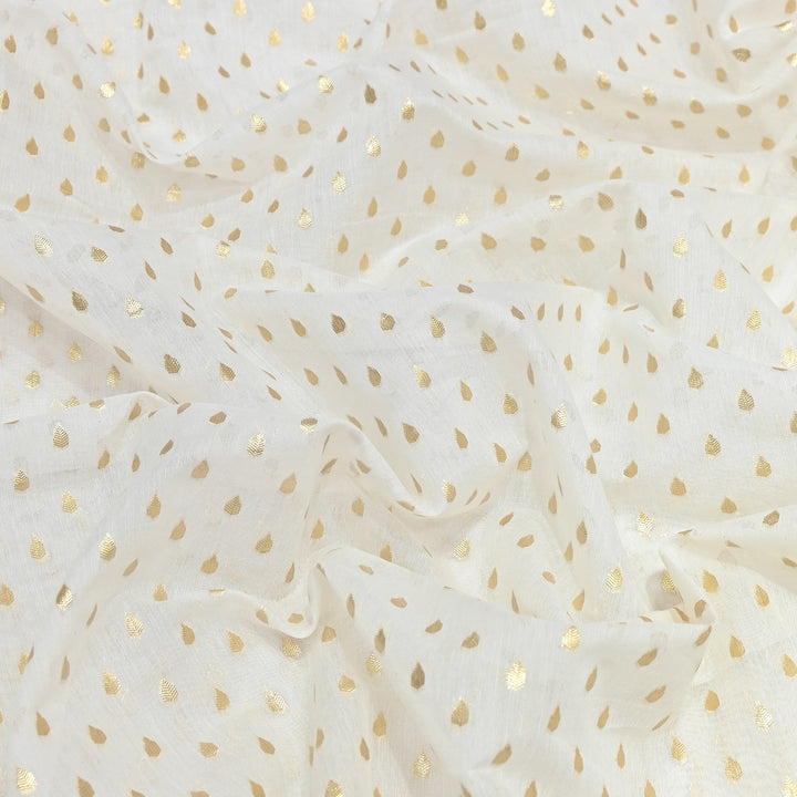Banarasi Chanderi Gold Mat Zari Fabric – Premium Designer Ethnic Wear Fabric 000313-33