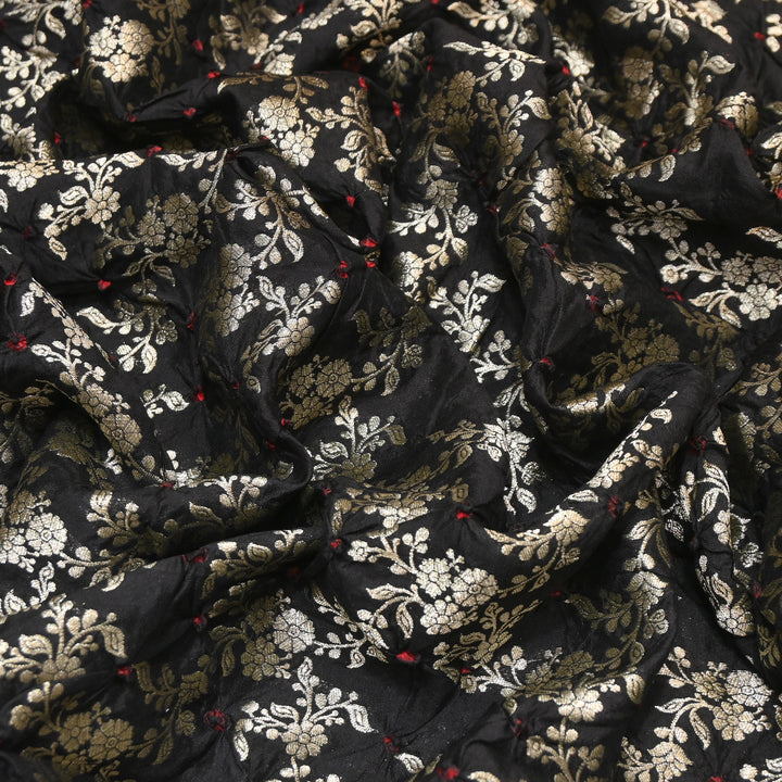 Premium Pure Chiniya Silk Zari Bandhej Fabric | Bandhej Fabric | 002171-12