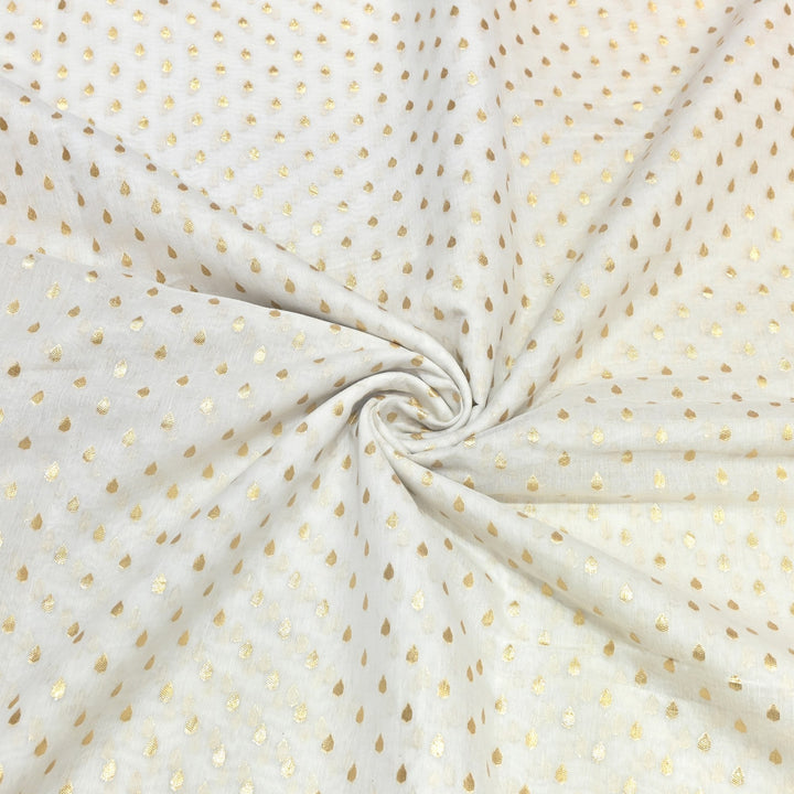 Banarasi Chanderi Gold Mat Zari Fabric – Premium Designer Ethnic Wear Fabric 000313-33
